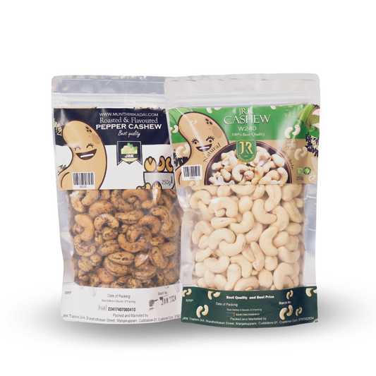 Cashew Paradise 500g - Pack of 2 (Cashew W240 250g and Cashew Pepper 250g)