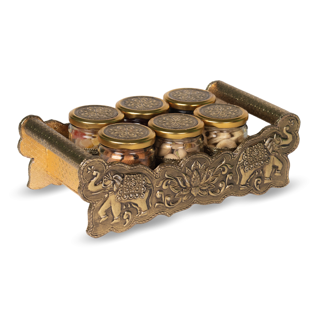 Classic Dry Fruit Tray with 6 Bottle-600g